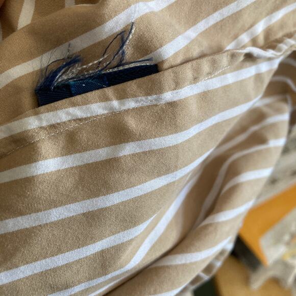 Ralph Lauren Sports Rugby Shirt Mens 14 Button Front Beige White Striped - Picture 7 of 10